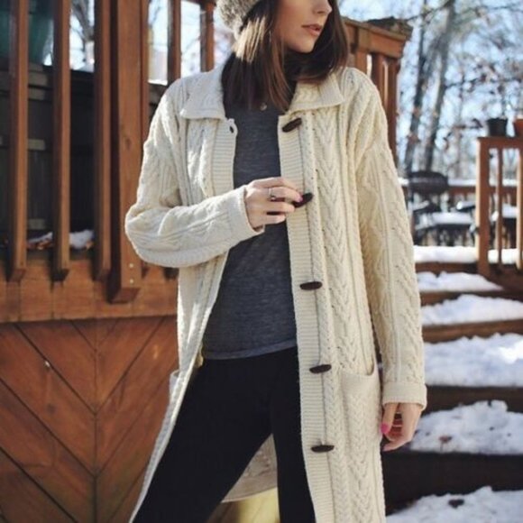 Aran Crafts Sweaters - Aran Crafts Long Toggle Cardigan Sweater H11205